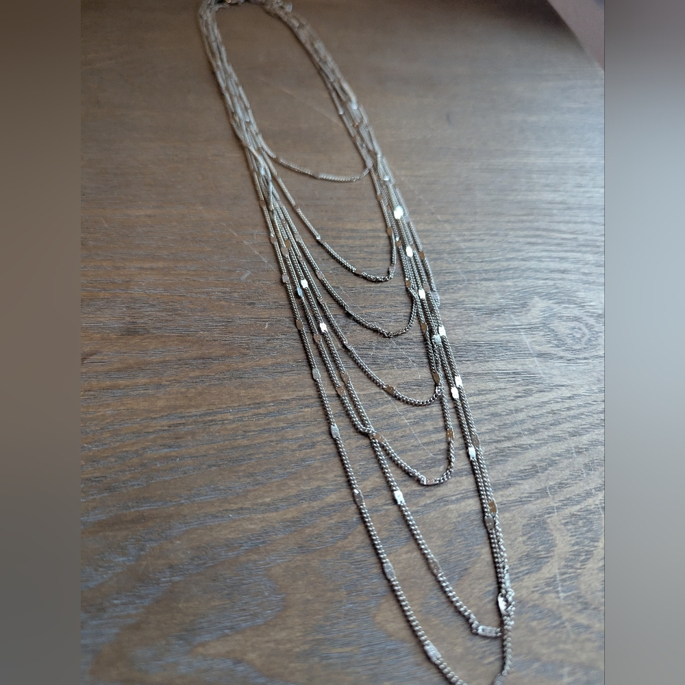 Multi Strand Silver Toned Necklace